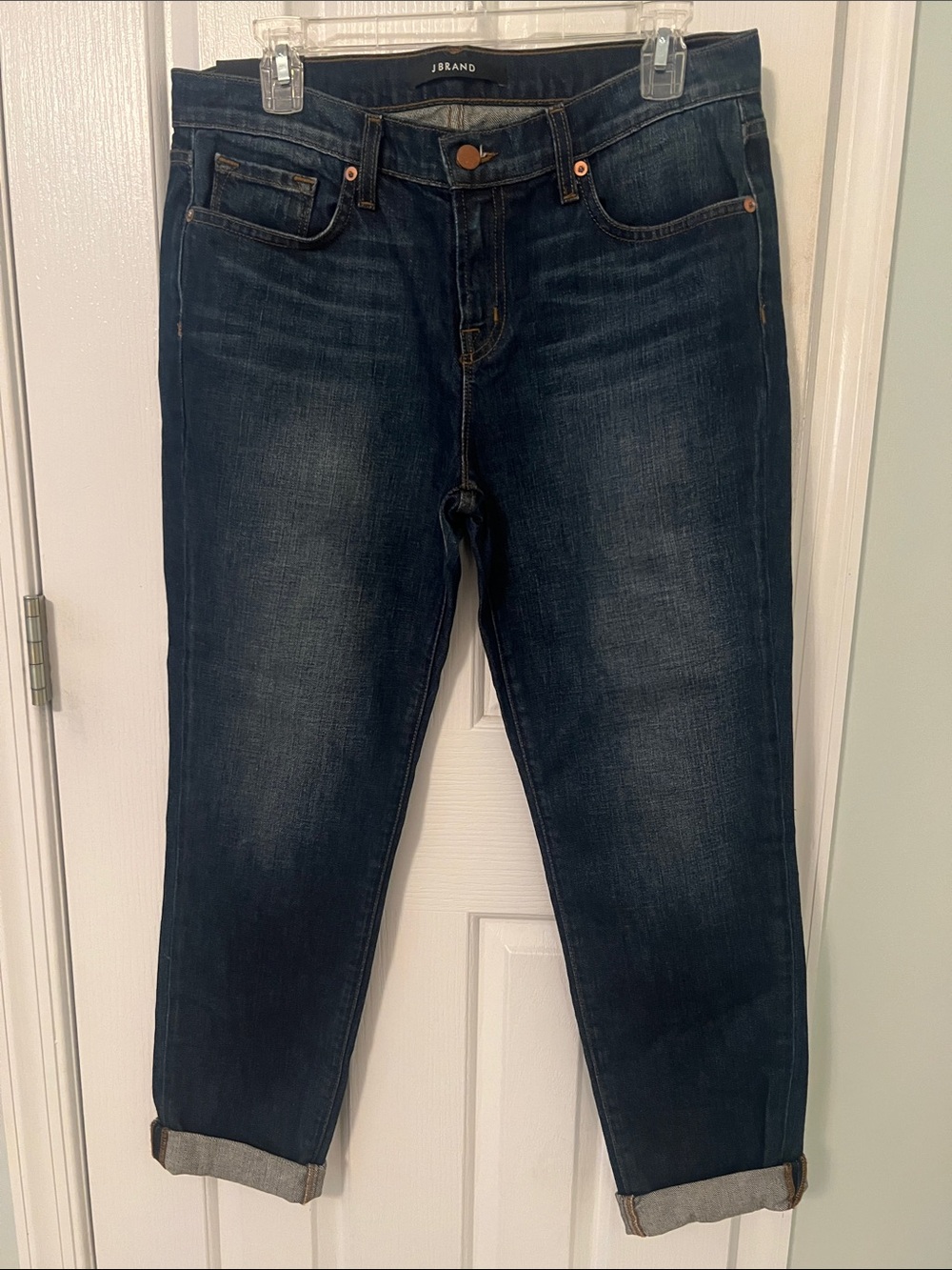 J Brand Boyfriend Jeans in Dark Indigo Wash